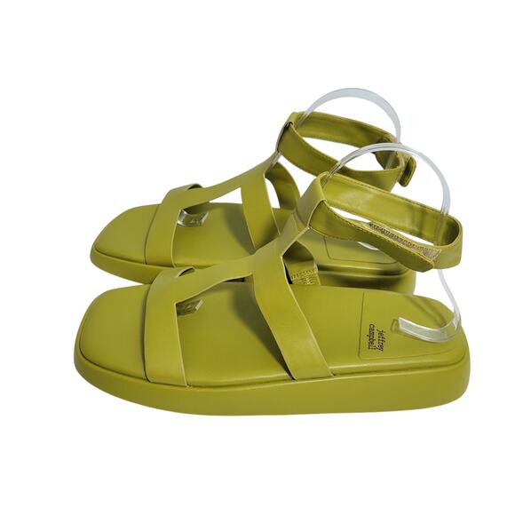 Jeffrey Campbell Devis Wedge Green Leather Sandals Ankle Strap Size 9 72525-783 - Picture 2 of 6